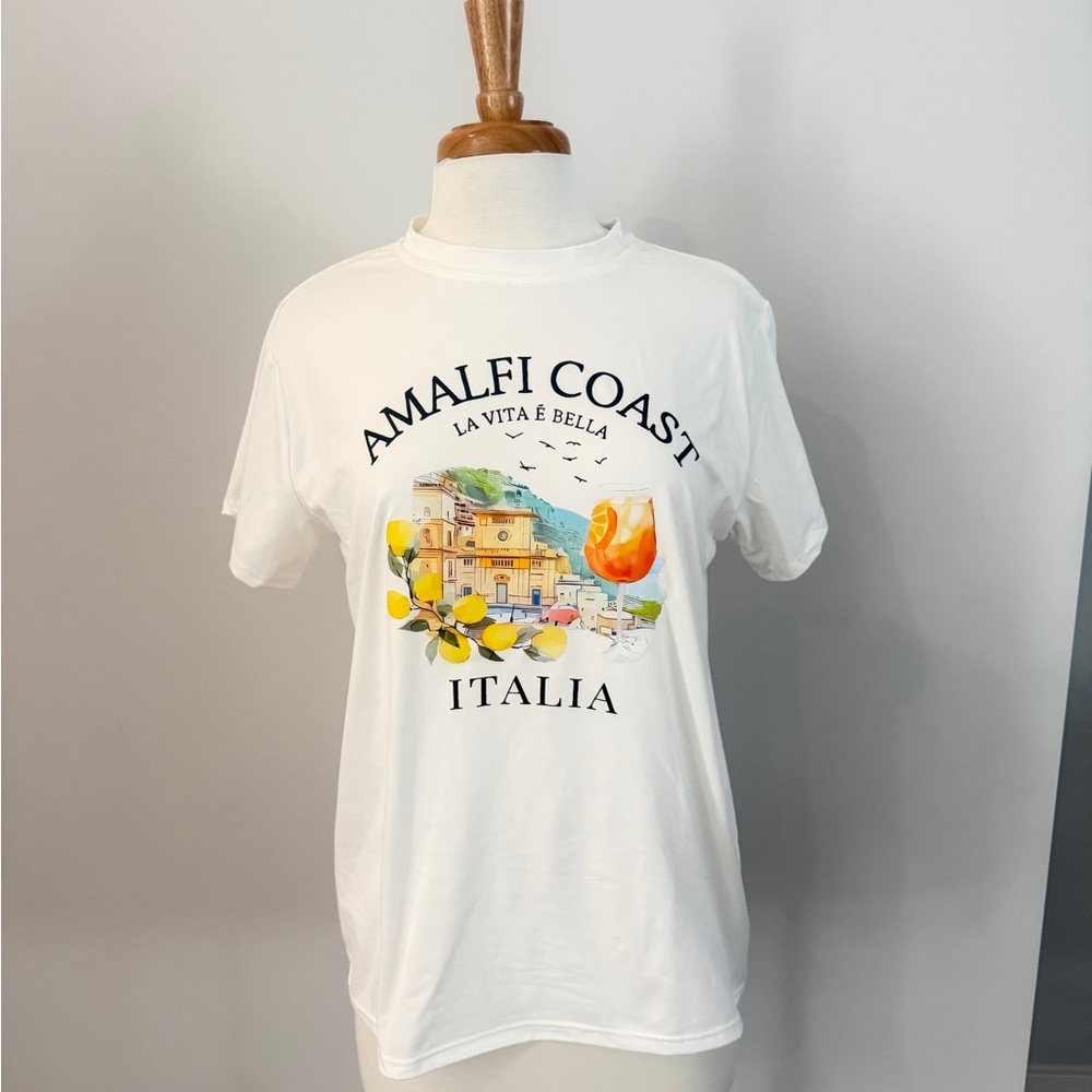 White Amalfi Coast Graphic Tee Size XL